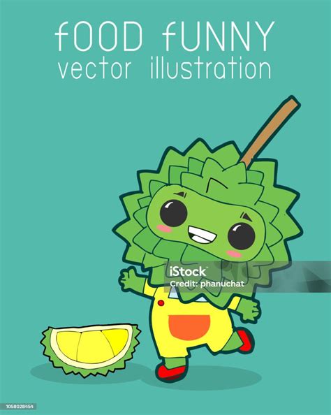 durian funny cartoon poster design icon food funny vector illustration