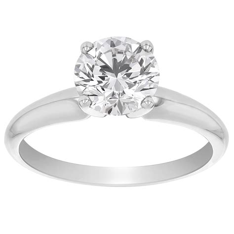 Lab Grown Round Diamond Solitaire Engagement Ring In White Gold 1 52