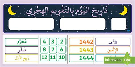 لوحة التقويم الهجري - سنة هجرية سعيدة