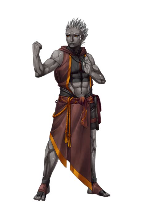 Male Shaitan Earth Elemental Monk Pathfinder 2e Pfrpg Dnd Dandd 35 5e