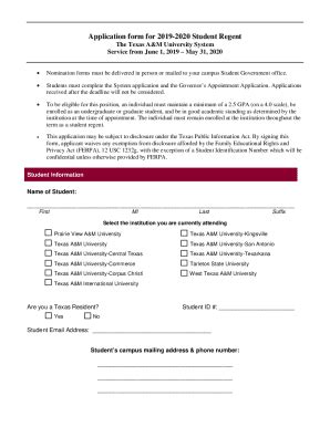 Fillable Online Application Form For Student Regent Fax Email Print