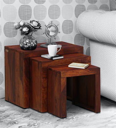 Buy Oriel Sheesham Wood Nest Of Tables In Honey Oak Finish At Off By