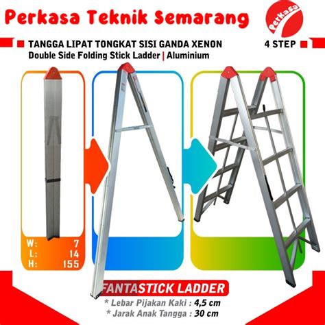 Jual Tangga Lipat Aluminium Stik XENON 4S 1 5M Folding Stick Ladder 4