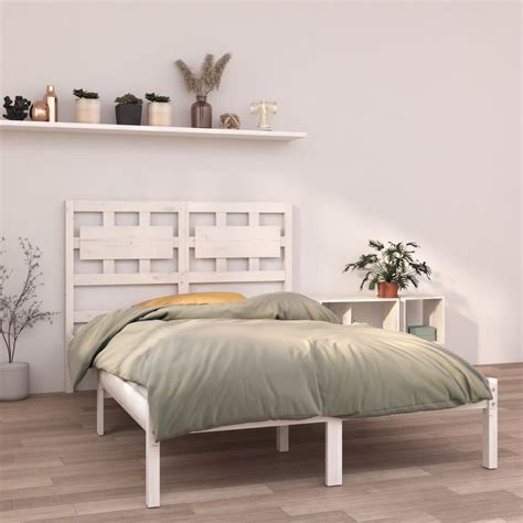 Pwshymi Cadre De Lit Blanc Bois Massif 120x200 Cm Y1931 Cdiscount Maison