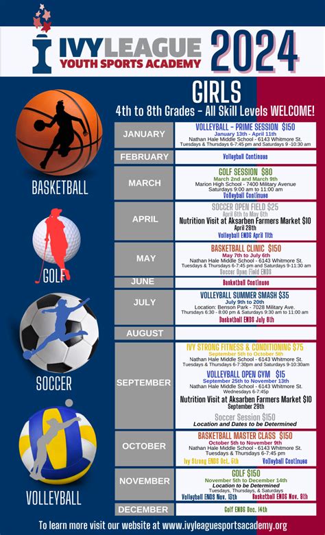 Calendar Of Events — Ivy League Youth Sports Academy