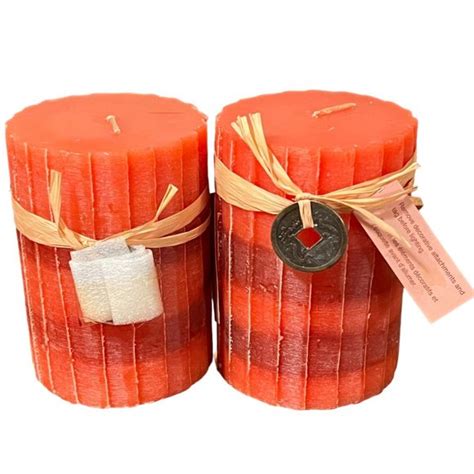 Pier 1 Accents Citrus Saffron 3x4 Pillar Candle Pier Imports Set Of