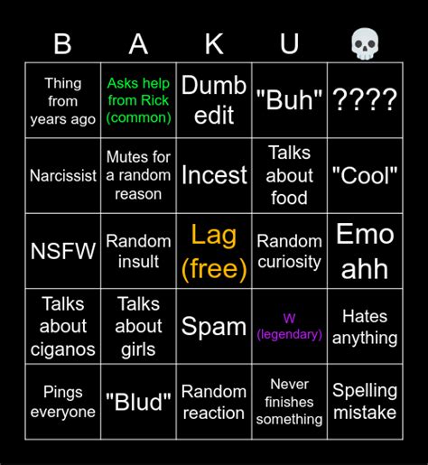 Baku Bingo Card