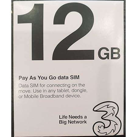 Three Mobile Pay As You Go Mobile Broadband Gb Data Sim Amazon Co