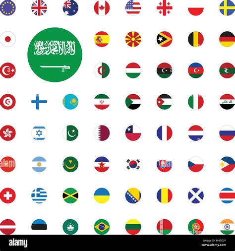 Saudi Arabia Round Flag Icon Round World Flags Vector Illustration