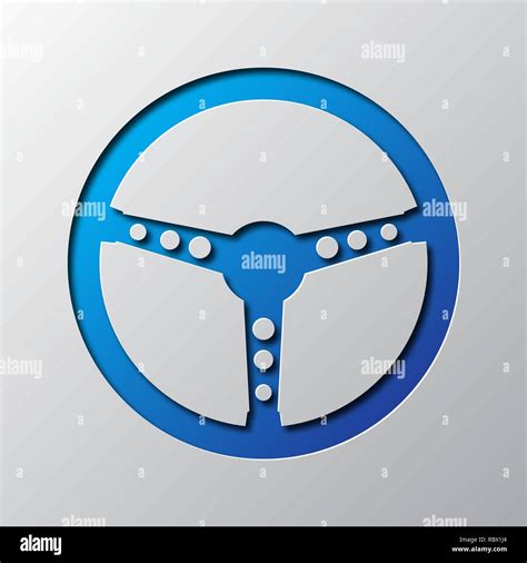 Paper Art Of The Blue Steering Wheel Isolated Vector Illustration