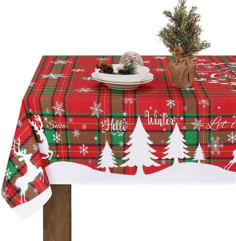 Sevenstars Christmas Tablecloth Snowflake Reindeer Table Cloth Red