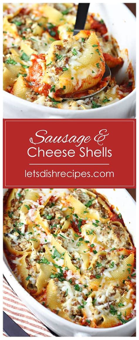 Beefy Sausage Stuffed Shells Stuffed Shells Recipe Italian Sausage Recipes Sausage Pasta Recipes