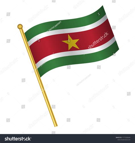 Flag Surinamesuriname Flag Golden Waving Isolated