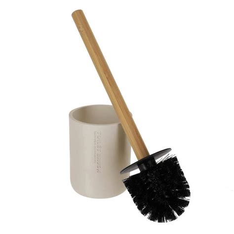 Evideco French Home Goods Stylish Matte Beige Toilet Brush And Holder