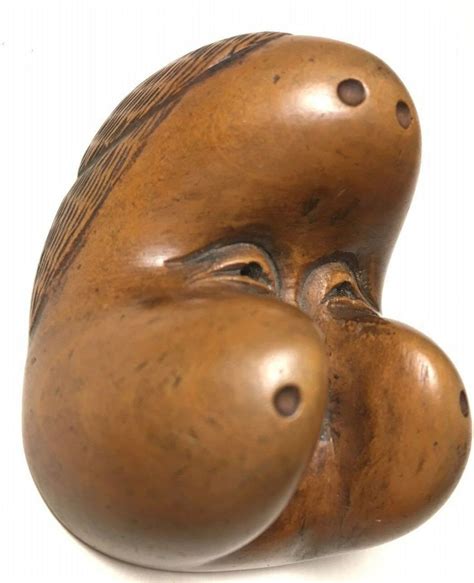 Signed 19th C Wooden Japanese Otafuku Okame Netsuke Mask Etsy