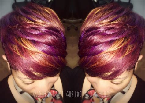 Alfaparf Revolution, Alfaparf Color Wear. Short red hair with purple ...