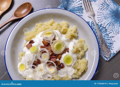 Bryndzove Halusky National Dish In Slovakia Potato Dumplings With