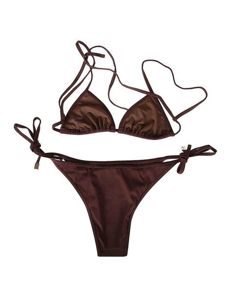 The Attico Bikini In Brown Lyst