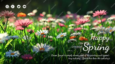 Premium Psd Free Psd Happy Spring Floral Background Hello Spring