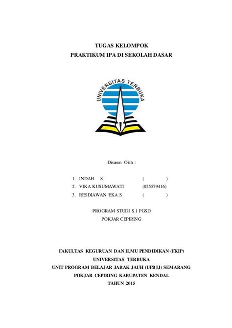 Contoh Cover Makalah Universitas Terbuka Tulisan