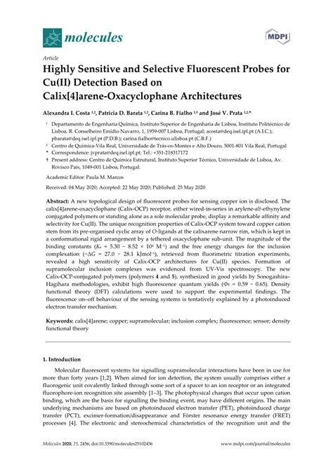 Pdf Highly Sensitive And Selective Fluorescent Probes For Cuii