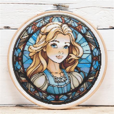 Alice In Wonderland Stained Glass Cross Stitch Pattern DIY Etsy