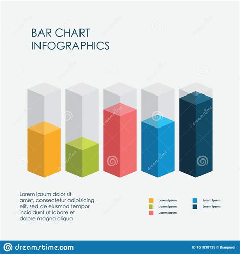 Bar Chart Infographics Elements 3d Vector Flat Design Sign Icon Full