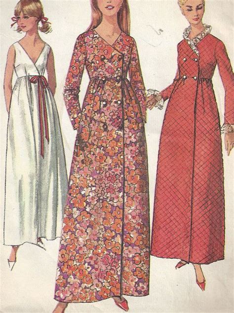 1960s Robe Pattern Gown Nightgown Simplicity Vintage Misses Etsy