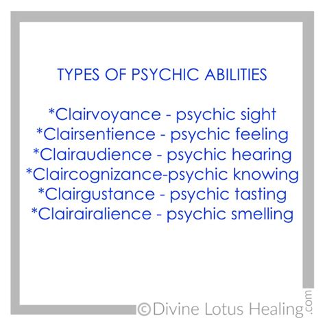 Types Of Psychic Abilities Divine Lotus Healing