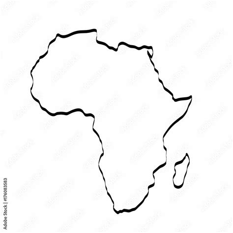 Africa Map Outline Graphic Freehand Drawing On White Background Vector