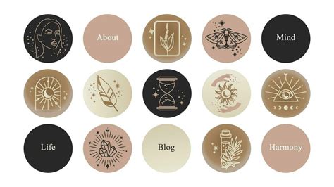 A set of magical icons for highlights blog about mental health ...