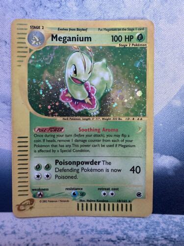 Meganium 18 165 Holo Rare Expedition Base Set 2002 Pokémon Vintage