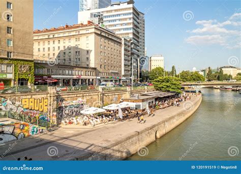 Schwedenplatz Downtown Danube Canal Editorial Stock Image - Image of ...