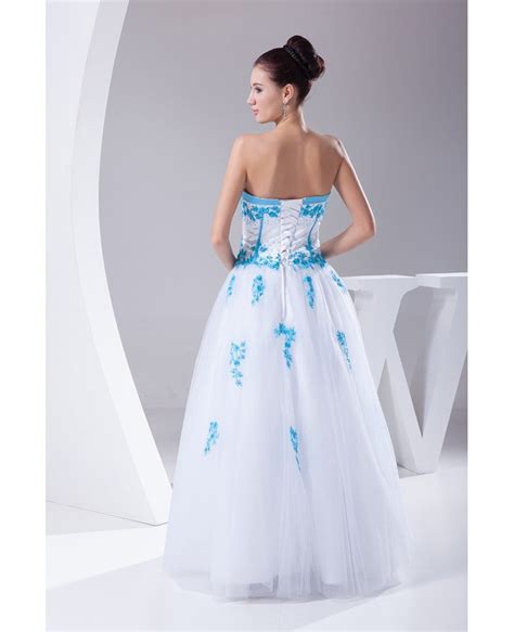 Blue and White Lace Sweetheart Wedding Dress Ballgown with Color # ...