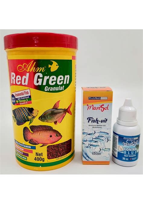 AHM Red Green Granulat Balık Yemi 1000 ml 400 gr Balık vitamini