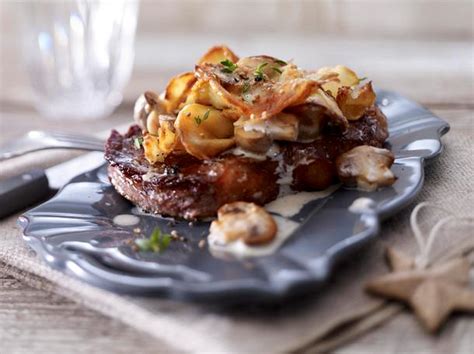 Gratinierte Rumpsteaks Mit Kartoffel Pilz Kruste Rezept Lecker