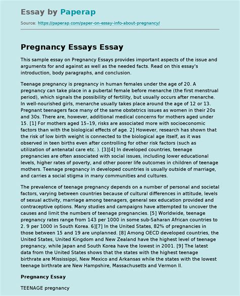 Pregnancy Essays Free Essay Example