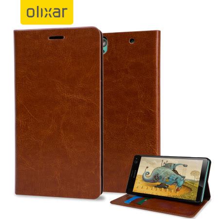 Olixar Leather Style Sony Xperia C Wallet Stand Case Light Brown Reviews