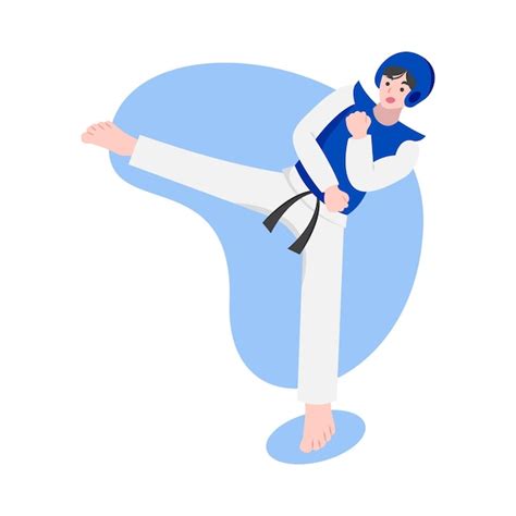 Ilustra O Vetorial Da Arte Marcial Taekwondo Em Fundo Branco Vetor