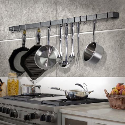 Professional Series Wall Rack Utensil Bar w/ 12 Hooks (42" to 48 ...