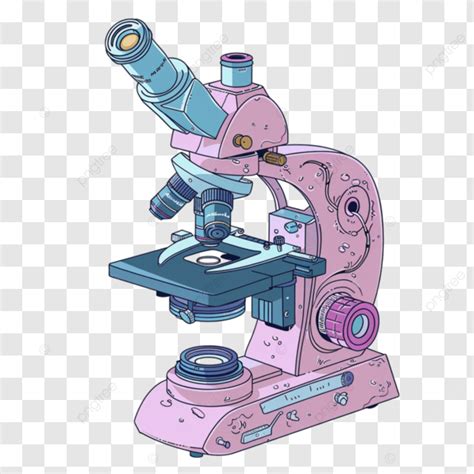 Colored Microscope Vector Line Isolated On Transparent Background