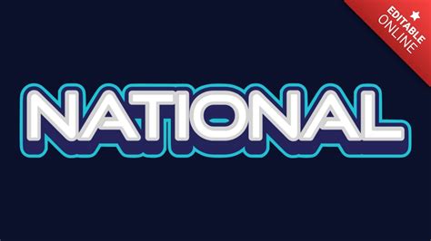 National Blue 3D Text Effect Generator