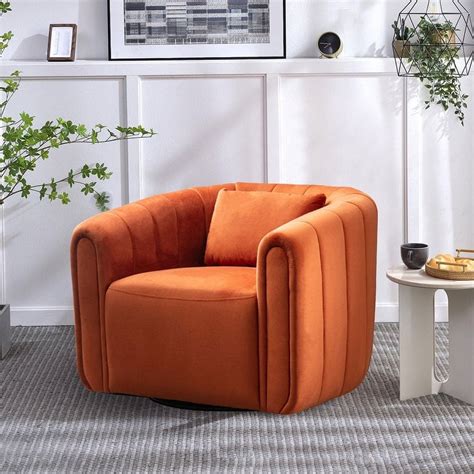 Bonzy Home Oversized Swivel Barrel Chair Velvet Armchair Club Reading