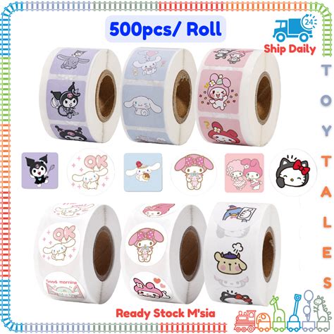 Toytales Sanrio Sticker Pcs Roll Kuromi Cinnamoroll My Melody