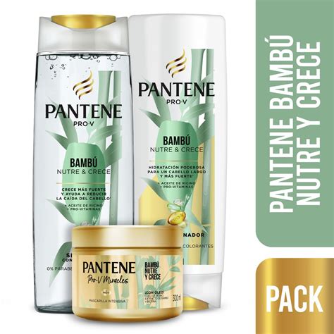 Pack Pantene Bambú Shampoo 400ml Acondicionador Frasco 400ml Mascarilla Tratamiento Capilar