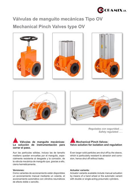 PDF Válvulas de manguito mecánicas Tipo OV Mechanical Pinch cramix