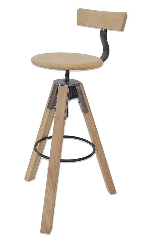 Tabouret En Bois R Glable Hauteur Tabouret Bois De Bar Vis Acier