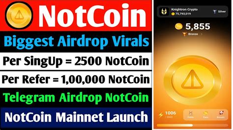 Notcoin Airdrop Notcoin Mainnet Launch Notcoin Biggest Airdrop