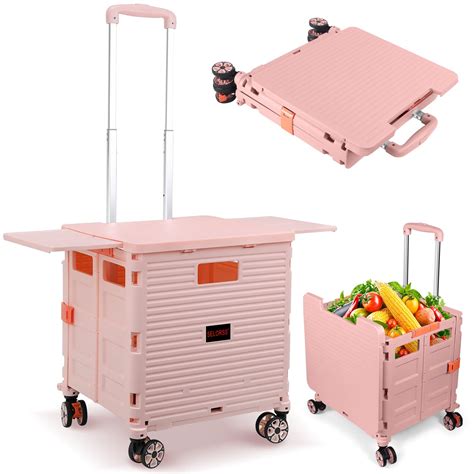 Foldable Utility Cart Collapsible Portable Crate Rolling Carts With