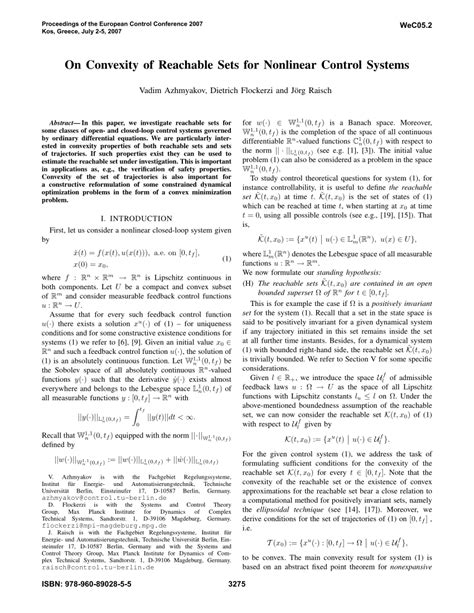 Pdf On Convexity Of Reachable Sets For Nonlinear Control Systems